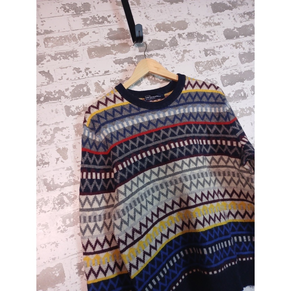 90's Nordic Lambswool‎ Fair Isle Sweater Large Soft Cozy Preppy Ski Grunge - Picture 2 of 16